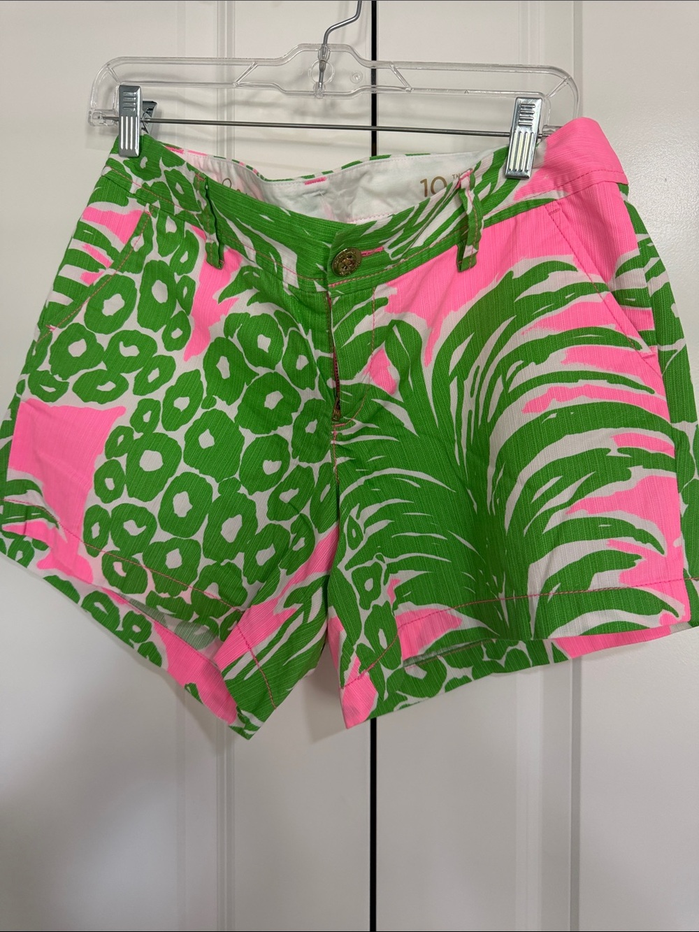 Lilly Pulitzer Pink & Green Tropical Print Bermuda Shorts